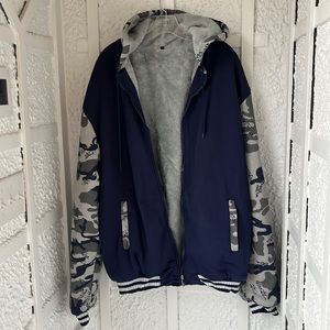 Mens zipped hoodie Sweatshirt jacket NWT never worn size 2 X navy